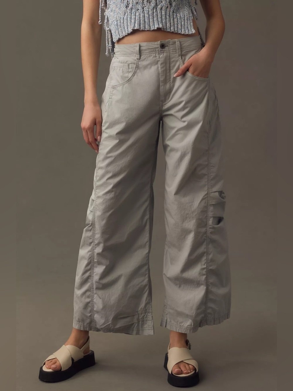 Anthropologie Pilcro Parachute Curve Barrel Wide Leg Pants Trousers Size 26 - Picture 3 of 15